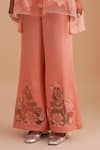 Shop_One Not Two_Pink Silk, Organza, Satin Embroidery, Sequins V-neck Floral Applique Kurta Set _Online_at_Aza_Fashions