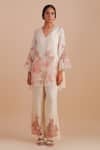 Buy_One Not Two_Off White Silk, Organza, Satin Embroidery, Sequins, Applique Floral Kurta Set _at_Aza_Fashions