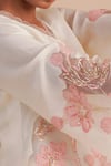 One Not Two_Off White Silk, Organza, Satin Embroidery, Sequins, Applique Floral Kurta Set _at_Aza_Fashions