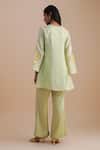 Shop_One Not Two_Green Silk, Organza, Satin Sequins, Beads, Embroidery Floral Applique Kurta Set _at_Aza_Fashions