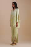 One Not Two_Green Silk, Organza, Satin Sequins, Beads, Embroidery Floral Applique Kurta Set _Online_at_Aza_Fashions