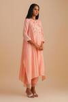 Buy_One Not Two_Pink Silk, Organza, Crepe Sequins, Beads Keyhole Neck Floral Applique Kurta Set _Online_at_Aza_Fashions