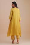Shop_One Not Two_Yellow Silk, Organza, Crepe Sequins, Beads Keyhole Floral Applique Kurta Set _at_Aza_Fashions