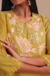 Buy_One Not Two_Yellow Silk, Organza, Crepe Sequins, Beads Keyhole Floral Applique Kurta Set 