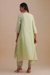 Shop_One Not Two_Green Silk, Organza, Crepe Embroidery, Sequins Round Floral Applique Kurta Set _at_Aza_Fashions