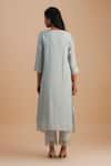 Shop_One Not Two_Blue Silk, Organza, Crepe Embroidery, Sequins Keyhole Floral Applique Kurta Set _at_Aza_Fashions