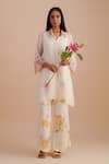 Buy_One Not Two_White Silk, Organza, Satin Embroidery, Sequins Floral Applique Kurta Set _at_Aza_Fashions
