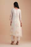 Shop_One Not Two_White Silk Organza, Crepe Applique, Sequins V-neck Floral Kurta Set _at_Aza_Fashions