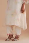 Shop_One Not Two_White Silk Organza, Crepe Applique, Sequins V-neck Floral Kurta Set _Online_at_Aza_Fashions