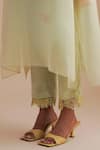 Shop_One Not Two_Green Silk Organza, Crepe Applique, Sequins V-neck Floral Kurta Set _Online_at_Aza_Fashions