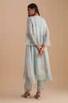 Shop_One Not Two_Blue Silk Organza, Viscose, Crepe Embroidery, Sequins, Floral Kurta Set _at_Aza_Fashions
