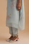 Buy_One Not Two_Blue Silk Organza, Viscose, Crepe Embroidery, Sequins, Floral Kurta Set 