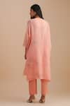 Shop_One Not Two_Pink Viscose, Organza, Crepe Beads, Sequins Round Neck Floral Applique Kurta Set _at_Aza_Fashions