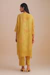 Shop_One Not Two_Yellow Viscose, Organza, Crepe Applique, Sequins Round Neck Floral Kurta Set _at_Aza_Fashions