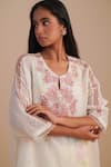 One Not Two_White Viscose, Organza, Crepe Embroidery, Floral Applique Straight Kurta Set _Online_at_Aza_Fashions