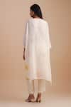 Shop_One Not Two_White Viscose, Organza, Crepe Embroidery, Floral Applique Straight Kurta Set _at_Aza_Fashions