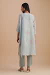 Shop_One Not Two_Blue Viscose, Organza, Crepe Embroidery, Beads, Floral Applique Kurta Set _at_Aza_Fashions