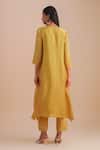 Shop_One Not Two_Yellow Silk Organza, Crepe Applique, Sequins, Beads Round Floral Kurta Set _at_Aza_Fashions