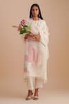 Buy_One Not Two_White Silk Organza, Crepe Applique, Sequins, Beads Keyhole Floral Kurta Set _at_Aza_Fashions