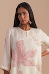 One Not Two_White Silk Organza, Crepe Applique, Sequins, Beads Keyhole Floral Kurta Set _Online_at_Aza_Fashions