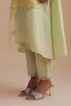 Buy_One Not Two_Green Silk Organza, Crepe Sequins, Beads Keyhole Neck Floral Applique Kurta Set 