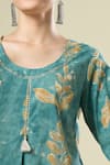 Samyukta Singhania_Green Cotton Round Neck Printed Kurta And Pant Set _Online_at_Aza_Fashions