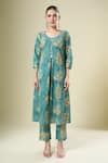Buy_Samyukta Singhania_Green Cotton Round Neck Printed Kurta And Pant Set _Online_at_Aza_Fashions