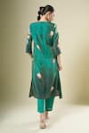 Shop_Samyukta Singhania_Green Muslin Embroidery V-neck Floral Print Kurta Set _at_Aza_Fashions