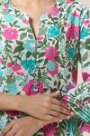 Buy_Samyukta Singhania_Pink Cotton Split V-neck Floral Print Kurta And Pant Set_Online_at_Aza_Fashions