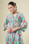 Shop_Samyukta Singhania_Pink Cotton Split V-neck Floral Print Kurta And Pant Set_Online_at_Aza_Fashions