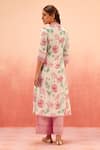 Shop_Dohr India_Multi Color Cotton, Kota Doria Lace, Floral Print Kurta Pant Dupatta Set _at_Aza_Fashions