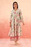 Buy_Dohr India_Multi Color Cotton, Kota Doria Embroidery, Lace Floral Kurta Pant Dupatta Set _Online_at_Aza_Fashions