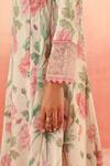 Dohr India_Multi Color Cotton, Kota Doria Embroidery, Lace Floral Kurta Pant Dupatta Set _at_Aza_Fashions