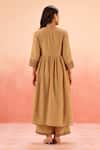 Shop_Dohr India_Tan Cotton, Silk Zari, Embroidery V-neck Brown Anarkali Set _at_Aza_Fashions