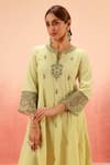 Buy_Dohr India_Lavender Jacquard, Cotton, Organza Zari, Lime Green Kurta Pant Dupatta Set _Online_at_Aza_Fashions