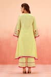 Shop_Dohr India_Lavender Jacquard, Cotton Embroidery, Lime High-low Kurta Set With Dupatta _at_Aza_Fashions