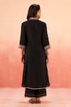 Shop_Dohr India_Black Cotton, Silk, Modal, Viscose Embroidery V-neck Kurta Pant Dupatta Set _at_Aza_Fashions