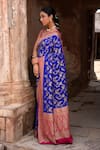 Buy_Naaritva India_Blue Crepe, Chiffon, Silk Embroidery Royal Hand Woven Saree With Blouse _Online_at_Aza_Fashions