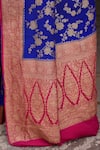 Buy_Naaritva India_Blue Crepe, Chiffon, Silk Embroidery Royal Hand Woven Saree With Blouse 