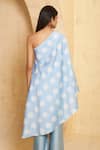 Shop_Thetaa_Blue Chanderi Silk, Cotton Sequins, Embroidery Off-shoulder Hand Off Tunic Set _at_Aza_Fashions