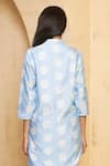 Shop_Thetaa_Blue Silk, Cotton, Embroidery Mandarin Hand Kurta Pant Set _at_Aza_Fashions