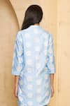 Shop_Thetaa_Blue Silk, Cotton, Embroidery Hand Pintuck Kurta And Pant Set _at_Aza_Fashions