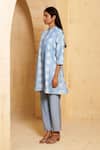 Buy_Thetaa_Blue Silk, Cotton, Embroidery Hand Pintuck Kurta And Pant Set _Online_at_Aza_Fashions