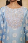 Thetaa_Blue Silk, Satin, Cotton, Embroidery Round Hand Anarkali Set _Online_at_Aza_Fashions
