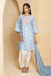 Shop_Thetaa_Blue Silk, Satin, Cotton, Embroidery Round Hand Anarkali Set _at_Aza_Fashions