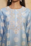 Thetaa_Blue Silk, Cotton, Embroidery, Sequins Hand Kurta And Pant Set _Online_at_Aza_Fashions