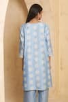 Shop_Thetaa_Blue Silk, Cotton, Embroidery, Sequins Hand Kurta And Pant Set _at_Aza_Fashions
