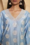 Buy_Thetaa_Blue Chanderi Silk, Cotton Sequins, Embroidery Hand Marori Work Kurta And Pant _Online_at_Aza_Fashions