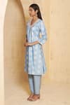 Shop_Thetaa_Blue Chanderi Silk, Cotton Sequins, Embroidery Hand Marori Work Kurta And Pant _Online_at_Aza_Fashions