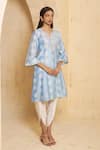 Buy_Thetaa_Blue Chanderi Silk, Chanderi, Cotton Embroidery Hand Anarkali With Tulip Pant _at_Aza_Fashions